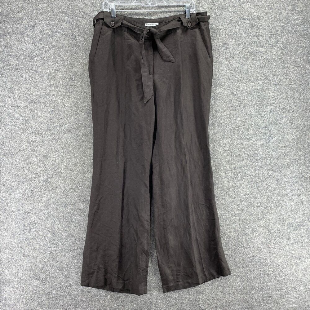 Dalia Collection Pants Women 14 Gray High Rise Pleated Belted Rayon Pockets